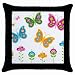 Throw Pillow Case Black of Retro Butterflies in 60s Colors (Pink, Blue, Green, and Yellow Butterfly 