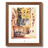 Old Italian Restaurant Flower Contemporary Picture Oak Framed Art Print