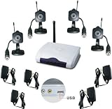 Wireless USB Video Surveliance System with 4 Color Cameras