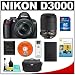 Nikon D3000 10MP Digital SLR Camera with 18-55mm f/3.5-5.6G AF-S DX VR Nikkor Zoom Lens & 55-200mm VR Zoom Lens with 16GB Card + EN-EL9a Battery + Nikon Gadget Bag + Accessory Kit