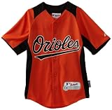 MLB Boys' Baltimore Orioles Short Sleeve Authentic Button Front Cool Base Batting Practice Jersey (Orange/Blk, Large)