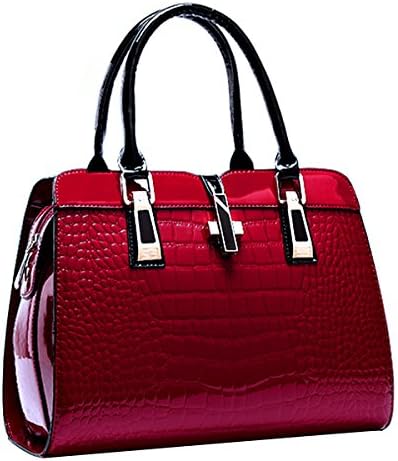 Genuine Leather Messenger Bags Tote Bags Single Shoulder Handbags Christmas Handbags Crocodile Veins (Red Wine)