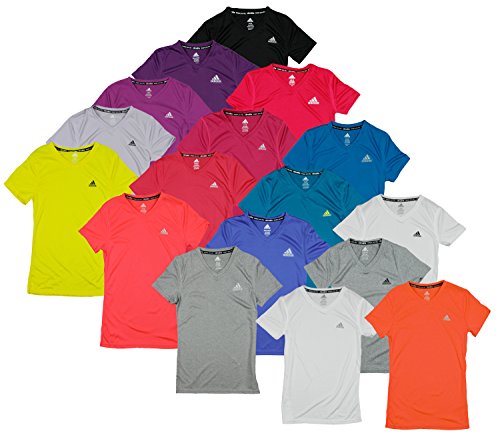Adidas Youth Big Girls Climalite Short Sleeve Athletic V-Neck Shirt