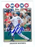 Jason Kubel Autographed/Hand Signed Baseball Card (Minnesota Twins) 2008 Topps Baseball Card #411