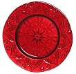 Glass Ornate Beaded Design Ruby Charger Plate 13" D