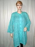 Womens Aqua Embroidered Long Sleeve Tunic Top Kurti Dress XXL !!