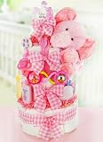 Gingham & Giggles Diaper Cake-girl