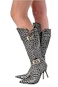 R63 New Ladies Grey Mix Croc Style Knee Boots Sizes 3-8