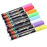 AGPtek 8pcs 3mm Highlighter Fluorescent Liquid Chalk Marker Pen for LED Writing Board