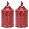 Red Boxwood topiary canister set/2