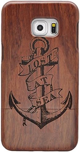 Galaxy S6 edge case,Samsung Galaxy S6 Edge Wooden Cases, HAIKE Unique Shockproof Handmade Anchor Design Natural Genuine Wood Case for Samsung Galaxy S6 edge (Anchor)
