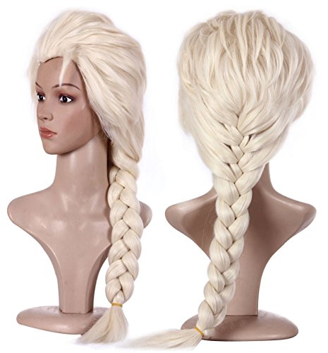 Anogol Hair Cap+Blonde Cosplay Wig Party Braid Hair Wigs for Costume Halloween