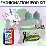 iPod Universal Accessory Kit for iPod Classic 1st - 6th Generation, iPod Mini 1st & 2nd Generations, iPod Nano 1st - 3rd Generations, iPod Shuffle 1st & 2nd Generations and iPod Touch. Includes iPod Docking Station in Green, iPod/MP3 Stereo Speakers in Green, iPod 3-in-1 Car Power Kit and a Package of Universal Screen Protectors