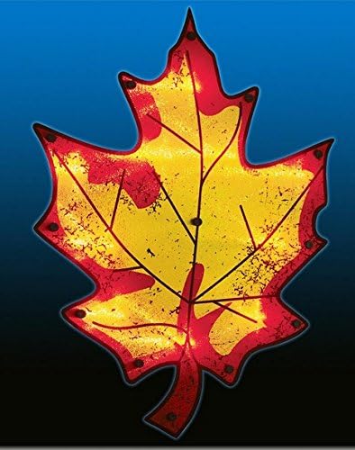 Lighted Red & Gold Fall Maple Leaf Window/Door Decoration Indoor/Outdoor