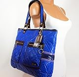 NEW AUTHENTIC COACH POPPY SKI BUNNY GLAM TOTE/ CARRYALL BAG (Blue Ice/Navy/Silver)