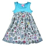 Lipstik - Girls Sleeveless Dress, Turquoise, White