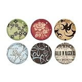 Fringe Studio Set of 6 Decorative Glass Round Magnets, Linen