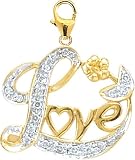 14k Gold Diamond Love Charm (1/10 cttw)