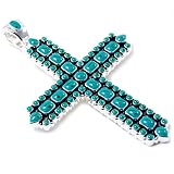 Cross Pendant Necklace with Turquoise Epoxy Mosaic Design Fashion Jewelry