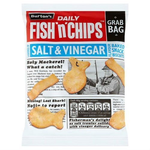 Burtons Daily Fish n Chips Salt Vinegar Flavour Baked Snack Biscuits
