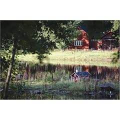 Leinwandbild 60 x 40 cm - "Miniature wooden house on pond, traditional house in background, Aland Islands." von David Borland / Lonely Planet Images - auch in anderen Gr��en und als Poster erh�ltlich
