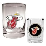 NBA Miami Heat Rocks Glass & Square Shot Glass Set - Primary Logo