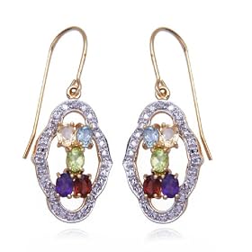 18k Yellow Gold Overlay Sterling Silver Multi-Gemstone and Diamond Drop... by Amazon.com Collection