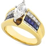 One of a Kind Sapphire & 1 7/8ctw Marquise Diamond Ring in 18kt Gold