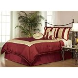 7Pcs King Elisa Bed in a Bag Comforter Set Burgundy
