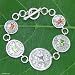 Amethyst and peridot bracelet, 'Lucky Coin' 1 W 7.5 L