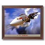 F-14 Tomcat Military Fighter Jet Aircraft Airplane Aviation Wall Picture Cherry Framed Art Print
