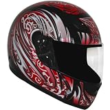 HAWK Red with Black Full Face Motorcycle Helmet