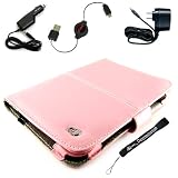 FF LEATHER COVER SLEEVE CASE with USB 2in1 Data Cable, Car Charger, and Wall Charger with 4-inch eBigValue TM Determination Hand Strap for the Sony Reader eBook Touch Edition PRS-600