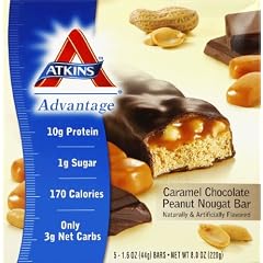 ATKINS Advantage - Caramel Chocolate Peanut Nougat - 5 Schokoriegel mit Karamel, Erdn�ssen & Nugat - aus USA