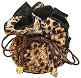 Leopard Furry Animal Print Drawstring Jewelry Pouch Tote Organizer Cinch Bag