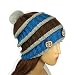 100% Acrylic Fashion Triple Buttons Colorful Stripes Hand Crocheted Beanies Cap Hat with Pompon - Various Colors