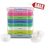 Pill Organizer Box Weekly Case with Pill Splitter Cutter - Premium Design - Large Travel Medication Reminder Daily Am PM, Day Night Compartments 7 days - Medicine Dispenser Twice, 3, 4 Times a Day