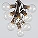 G50 Patio String Lights with 125 Clear Globe Bulbs – Outdoor String Lights – Market Bistro Café Hanging String Lights – Patio Garden Umbrella Globe Lights - Brown Wire - 100 Feet
