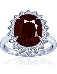 14K White Gold Cushion Cut Ruby Ring With Sidestones (GIA Certificate)