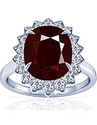 18K White Gold Cushion Cut Ruby Ring With Sidestones (GIA Certificate)