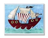 The Kids Room Rectangle Wall Decor, Pirate Ship with Stripe Sail by The Kids Room by Stupell [並行輸入品]