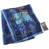 Laurel Burch Scarves, Indigo Cats with Sequins