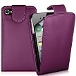 Supergets� Apple Iphone 4 4s Purple Slim Top Flip PU Leather Case, Screen Protector And Polishing Cloth