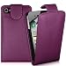 Supergets� Apple Iphone 4 4s Purple Slim Top Flip PU Leather Case, Screen Protector And Polishing Cloth