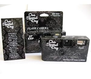 10 Pack Black Lace Wedding Party Disposable Cameras with Gift Box and Matching Tents, 27 Exp.