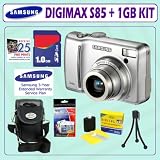 Samsung Digimax S85 (Silver) 8MP Digital Camera + 1GB Accessory Kit w/3 Year Extended Warranty
