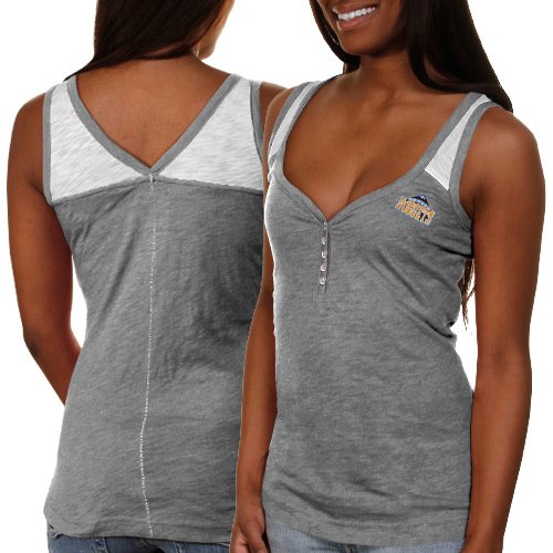 NBA Antigua Denver Nuggets Women's Frisky Henley Tank Top - Ash (Large)