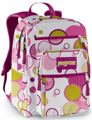 Jansport Big Student Pink  Green Dots