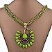 VTG Lady Peacock Butterfly Resin Crystal Waved Chain Bib Pendant Necklace