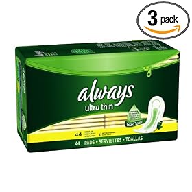 Ultra Regular Without Wings, Thin Pads 44 Count (Pack of 3)